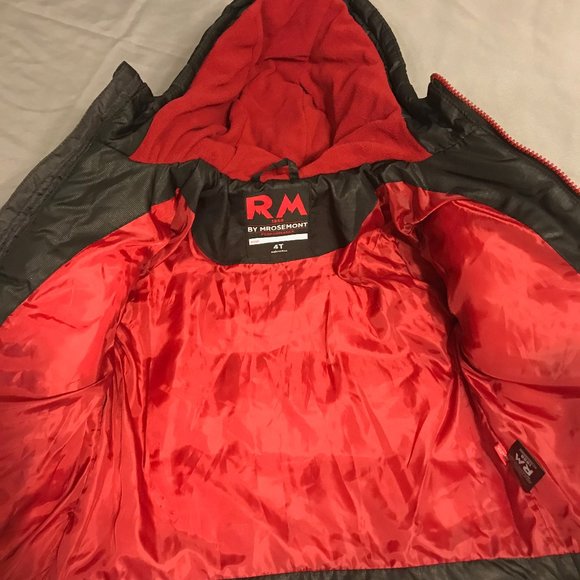 RM 1958 Insulated Hooded Jacket, Black/Red, 4T